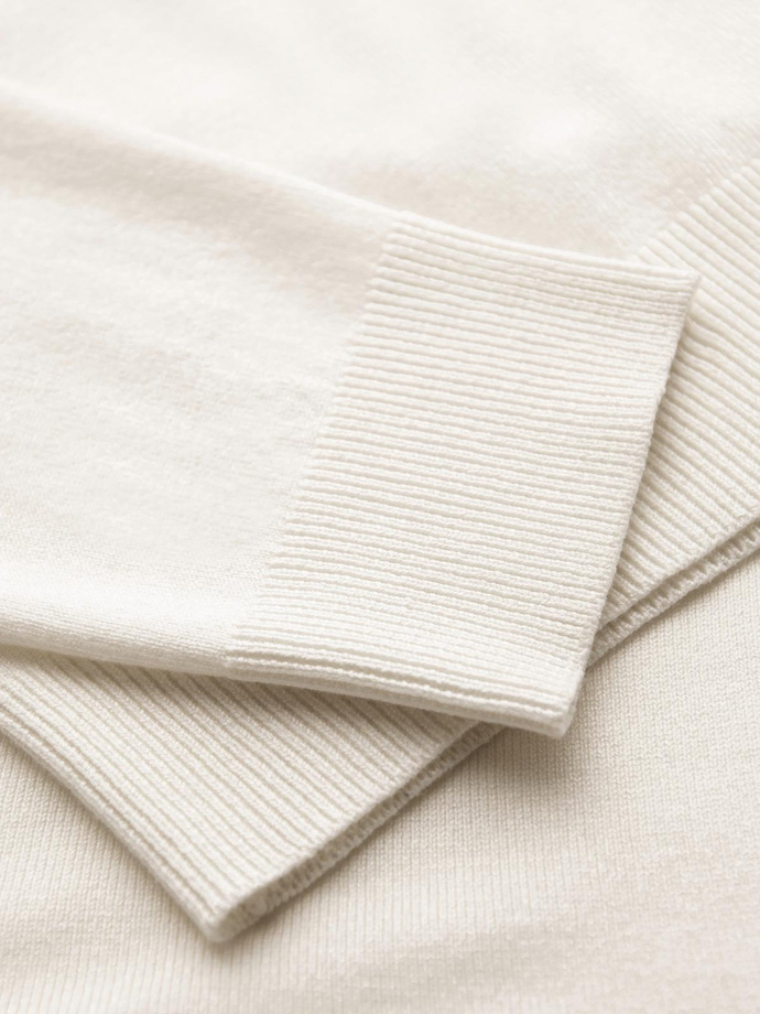 Men's knitted fitted turtleneck with viscose - ecru V3 OM-SWTN-0101