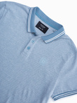 Men's melange polo shirt with contrast collar - blue V3 S1618