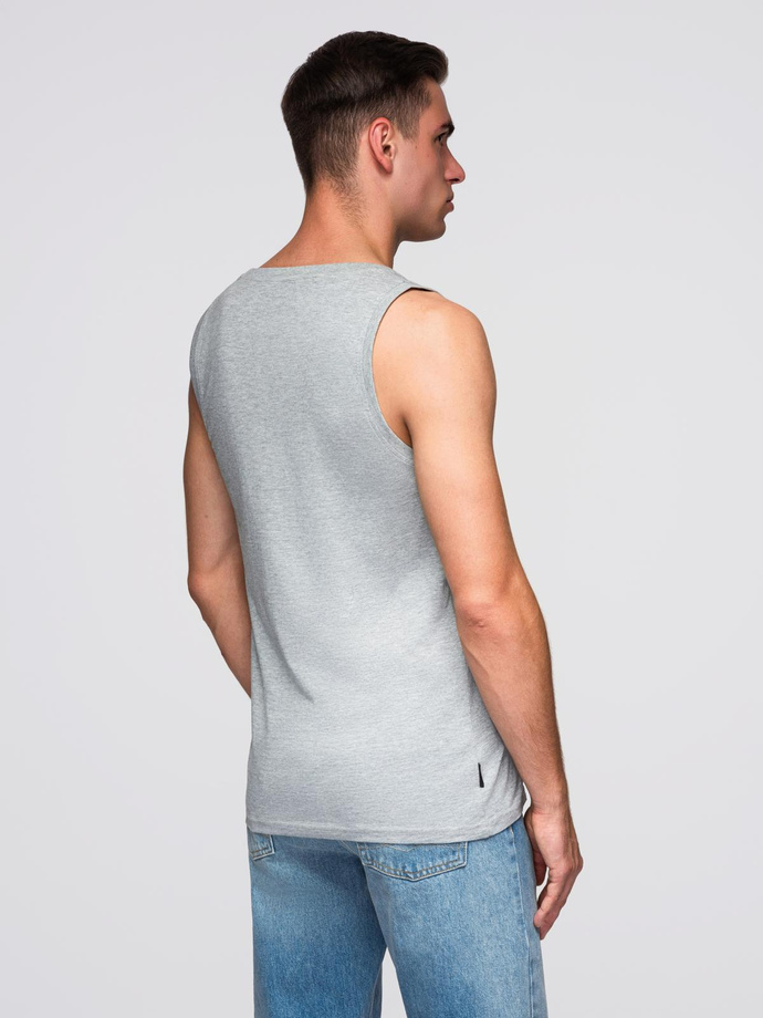 Men's BASIC cotton tank top - grey melange V2 OM-TSBT-0192