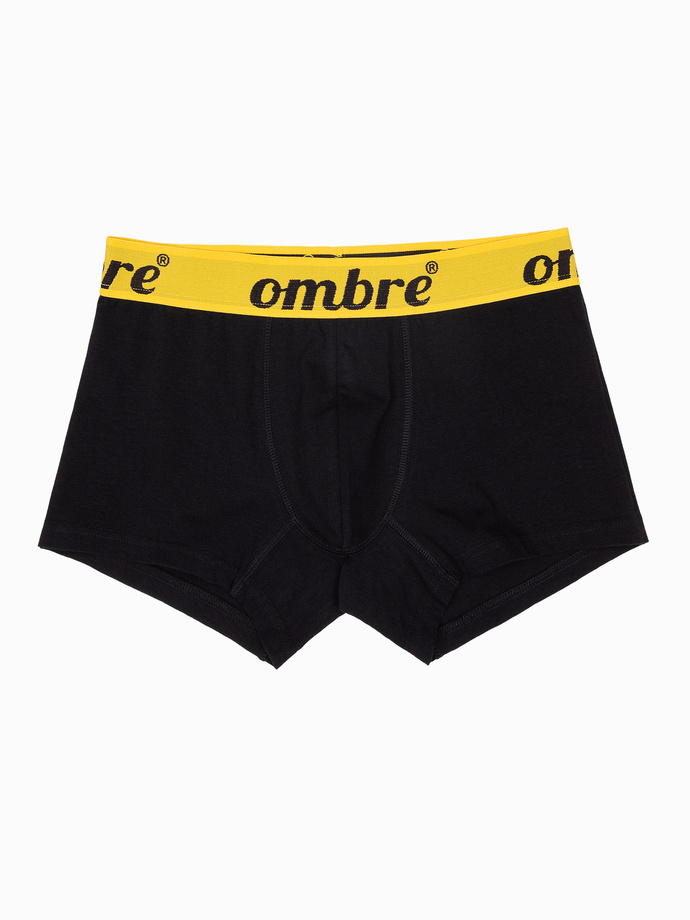 Men's cotton boxer shorts with contrasting elastic - 7-pack black V1 OM-UNBO-0100