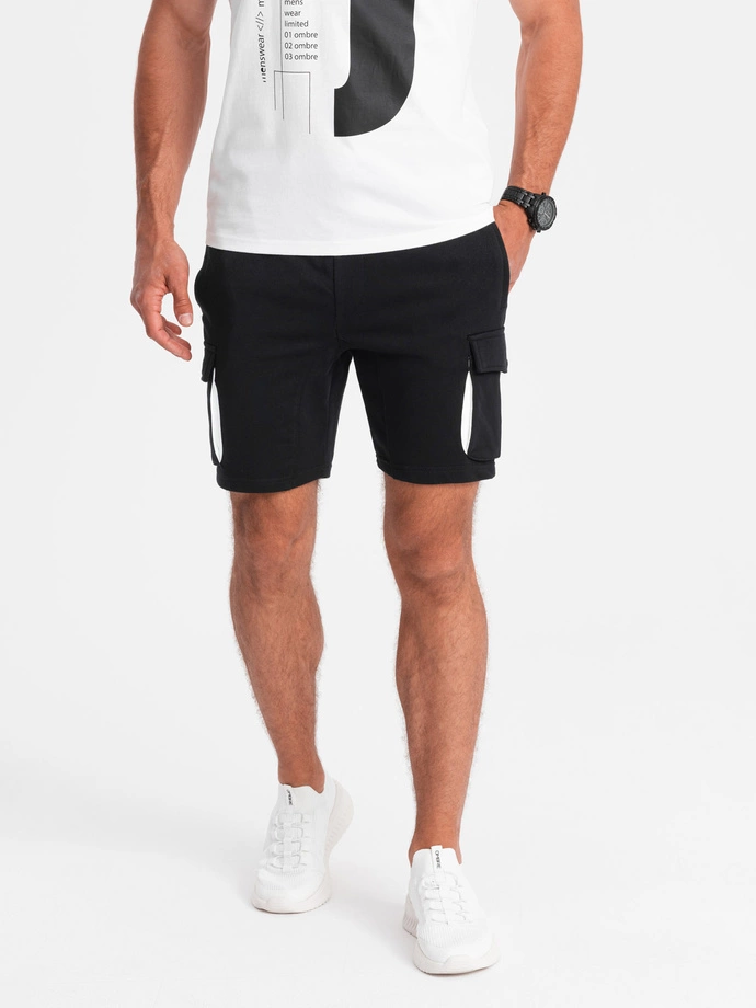 Men's shorts with cargo pockets - black V3 OM-SRSK-0106