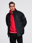 Men's winter jacket with detachable hood in waterproof material - black V3 OM-JAHP-0306