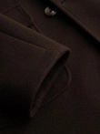 Men's double-breasted coat with decorative buttons - dark brown V3 OM-COWC-0137