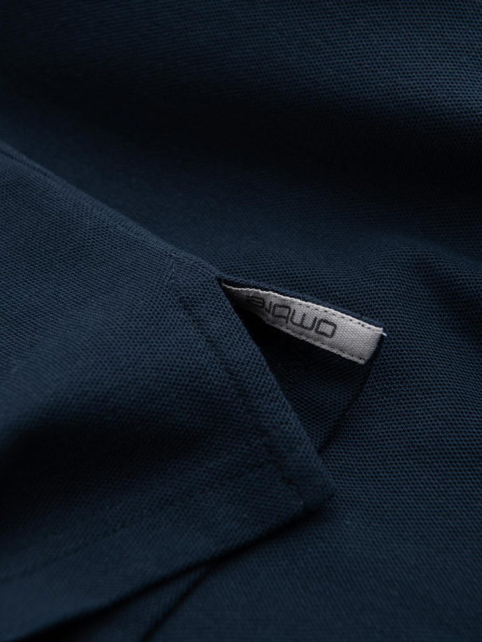 Pánská jednobarevná pletená polokošile BASIC - tmavě modrá V2 OM-POBS-0100