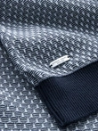 Knitted men's RELAXED FIT sweater with patterns - navy blue V1 OM-SWSW-0111