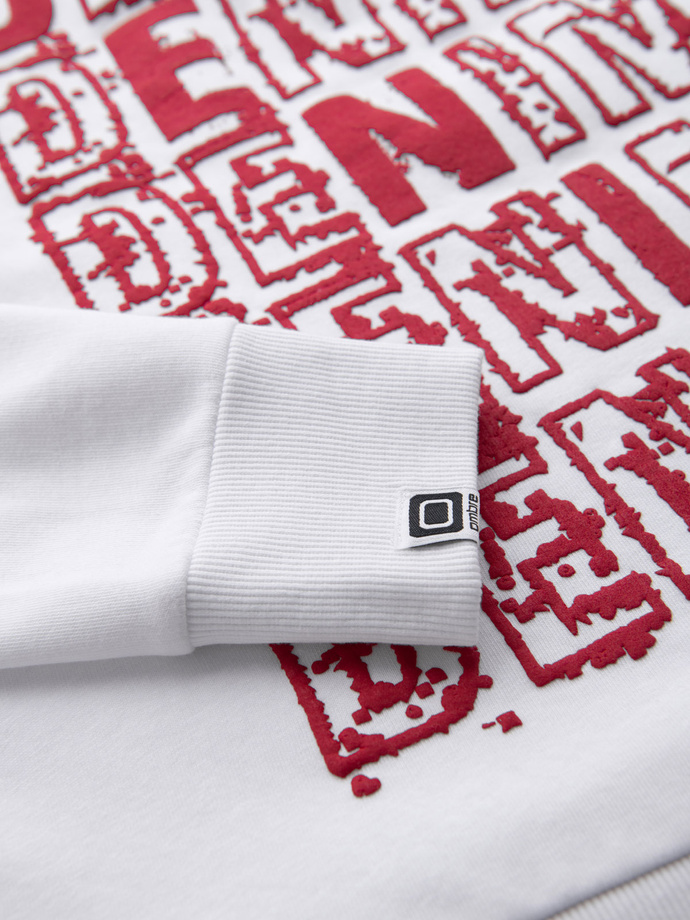 Pánská mikina klokanka s kapucí a potiskem - bílá V3 OM-SSPS-0158