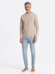 Men's BASIC longsleeve with round neckline - beige V8 OM-LSBL-0106