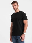 Tricou clasic din bumbac pentru bărbați BASIC - negru V1 OM-TSBS-0146