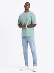 Men's LOOSE FIT cotton t-shirt with round neckline - mint V6 OM-TSBC-0234