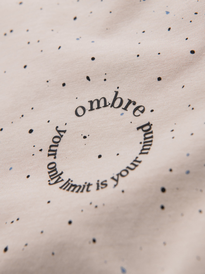 Tricou din bumbac imprimat cu decolteu rotund - negru V2 OM-TSFP-0225