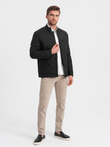 BIKER men's insulated jacket quilted in a diamond pattern - black V1 OM-JALP-22FW-006