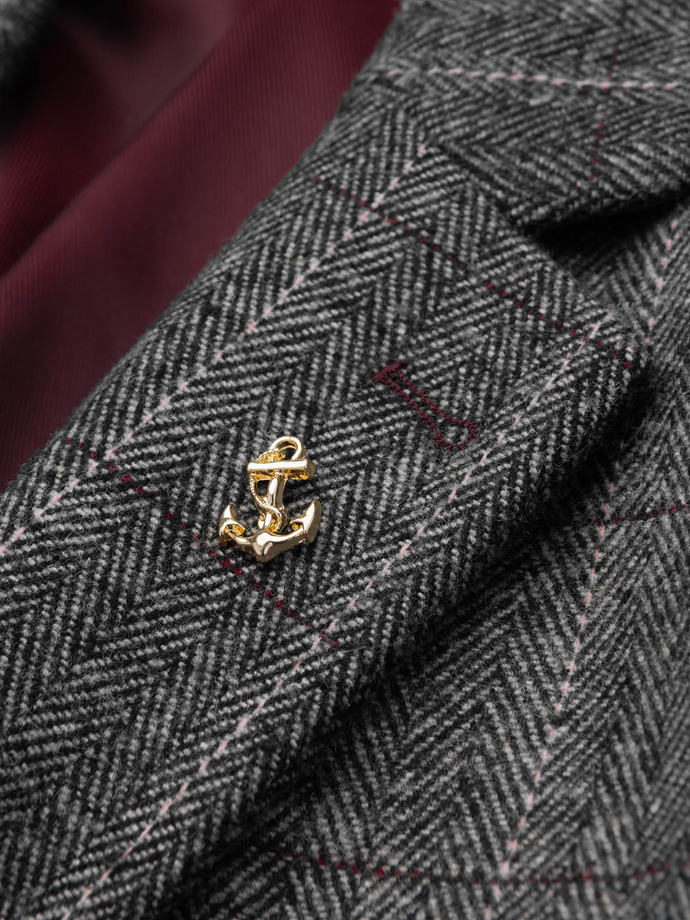 Dekoratyvinis metalinis aprangos ženkliukas inkaras - auksinis V1 OU-ACPN-0114