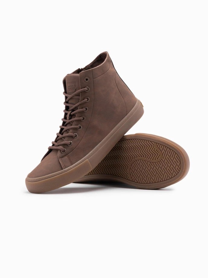 Men's ankle sneakers with rubber sole - brown V4 OM-FOTH-0187 