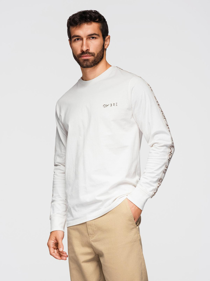 Bărbați LOOSE FIT bumbac mânecă lungă cu decolteu rotund - negru V1 OM-LSBC-0129