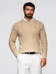 Knitted monochrome men's viscose cardigan - navy blue V1 OM-SWCD-0126