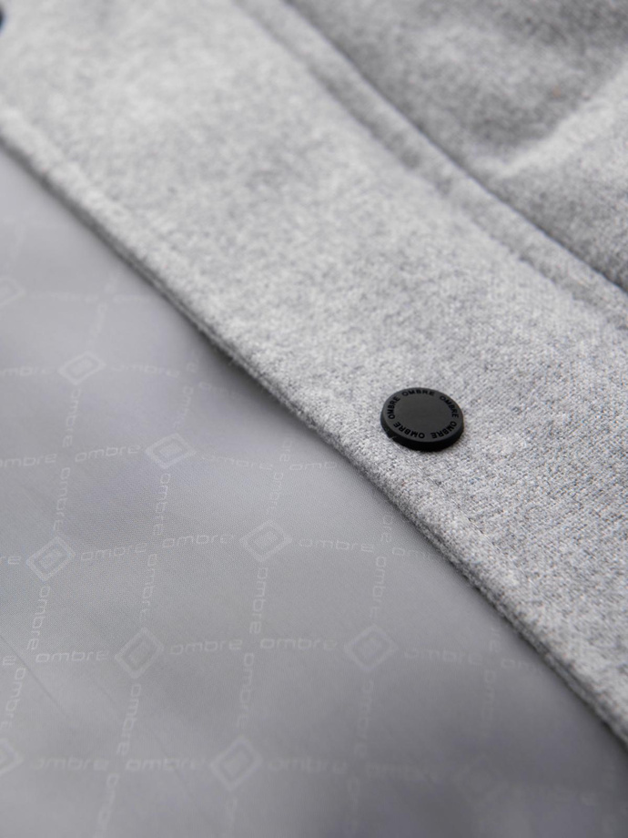 Men's lightweight jacket with mesh lining and hood - grey V3 OM-JAHP-0203