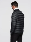 Men's quilted classic jacket with stand-up collar - black V1 OM-JALP-0261