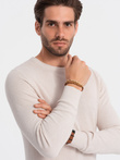 Pulover bărbătesc texturat cu decolteu semirotund - bej V6 OM-SWSWW-0104