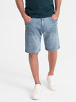 Men's denim short shorts with subtle washes - light blue V1 OM-SRDS-0145