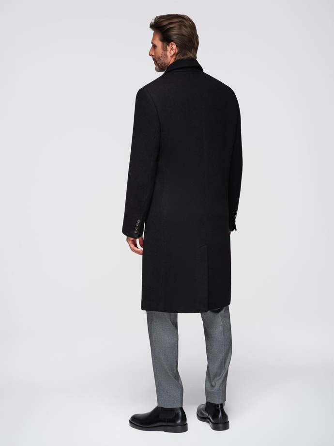 Men's double-breasted wool coat - black V2 OM-COWC-0133