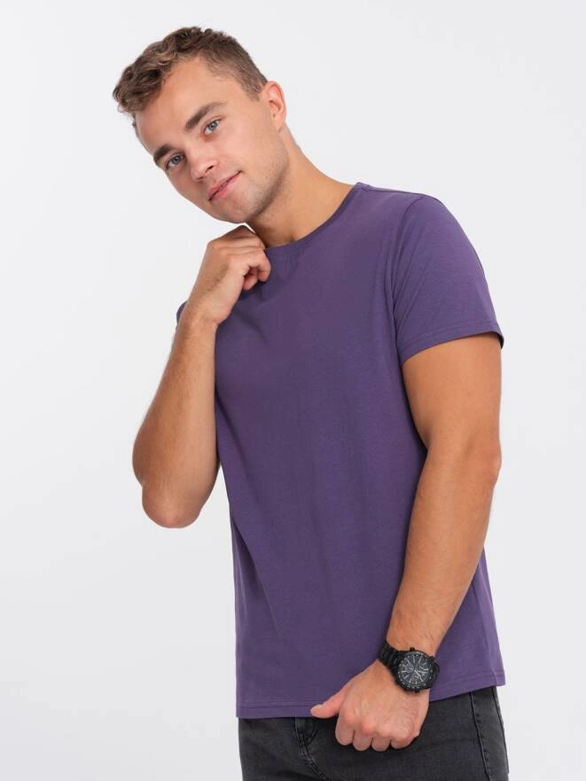 Men's classic cotton BASIC T-shirt - purple V9 OM-TSBS-0146