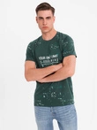 Pánske tričko s potlačou a okrúhlym výstrihom - zelené V3 OM-TSFP-0187