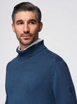 Men's turtleneck knit sweater - dark blue V2 OM-SWTN-0163