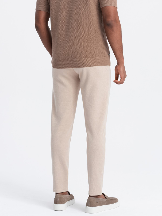 CARROT men's pants in structured two-tone knit - beige V2 OM-PACP-0168