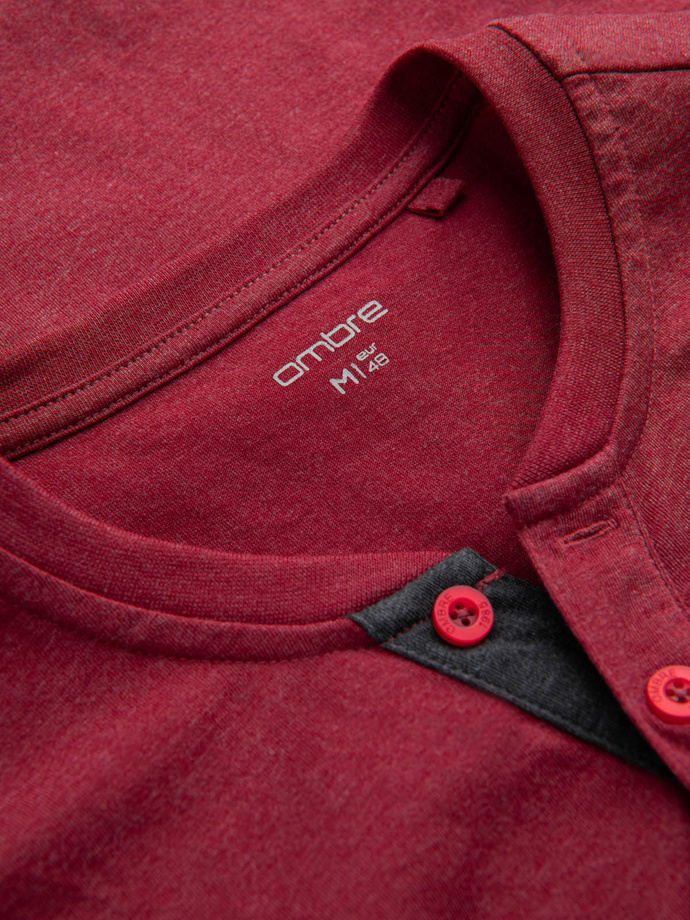 Pánske tričko s okrúhlym výstrihom - červené V1 OM-TSCT-0155