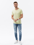BASIC classic men's tee-shirt with serape neckline - lime green V24 S1369