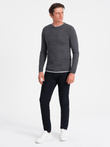 Men's cotton sweater with round neckline - graphite melange V2 OM-SWSW-0103