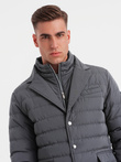 Men's quilted jacket with jacket cut - graphite V2 OM-JALP-0188