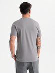 Men's classic cotton BASIC T-shirt - grey V3 OM-TSBS-0236
