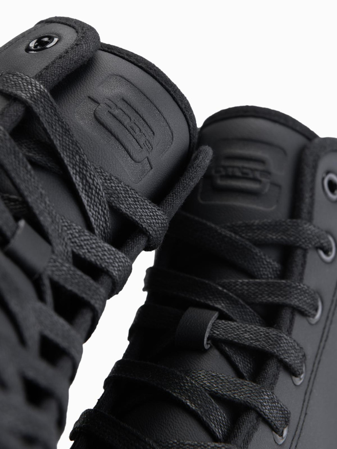 Men's high top sneakers with zipper for easy donning - black V1 OM-FOTH-0184
