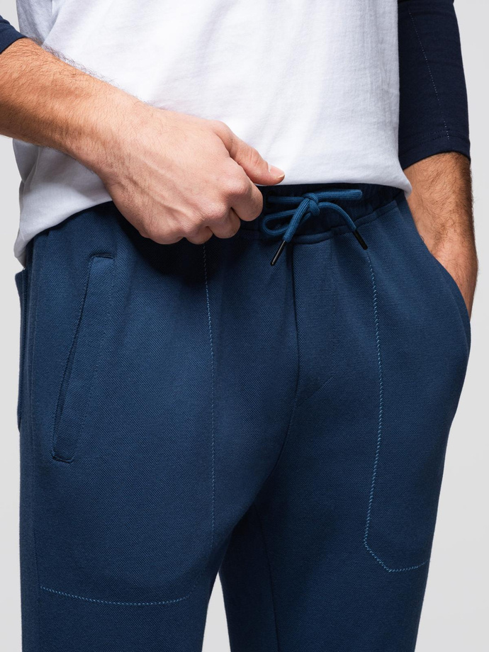 Pantaloni de trening bărbătești CARROT din tricot structurat - albastru închis V5 OM-PASK-0143
