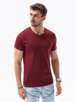 Tricou clasic BASIC cu guler în V pentru bărbați - maro V10 V10 S1369