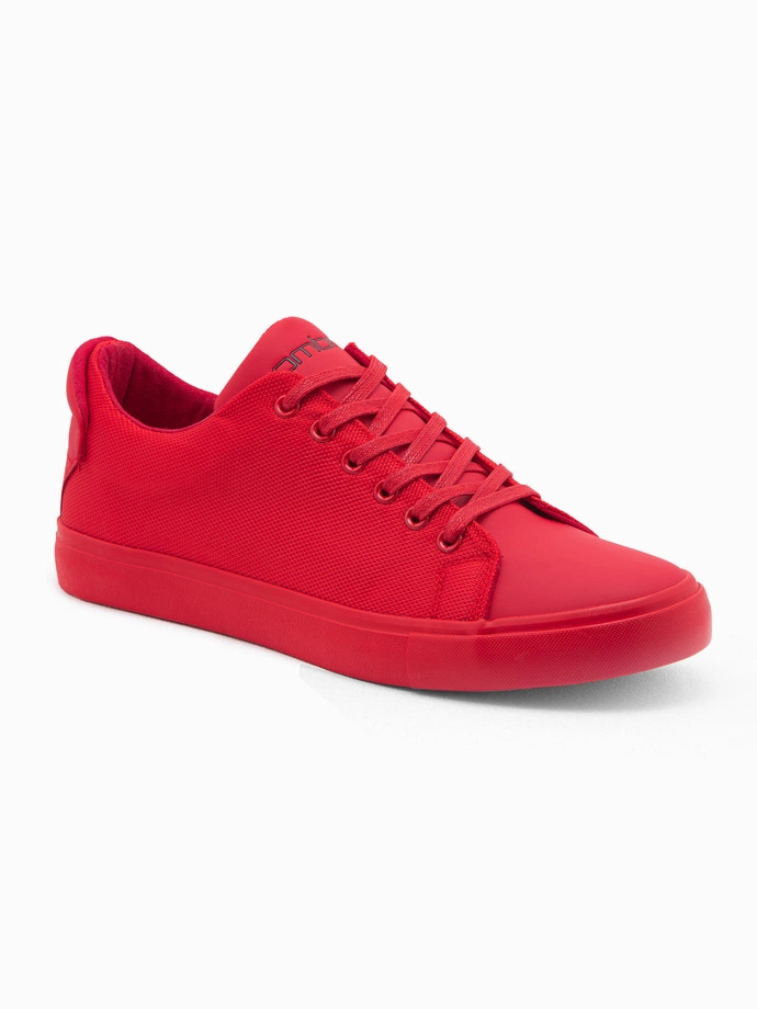 Pantofi de sport casual pentru bărbați din material combinat monocolor - roșu V3 OM-FOCS-0105