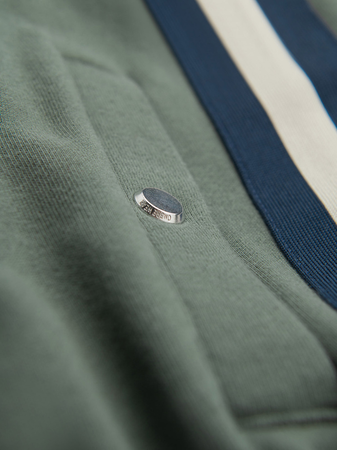 Men's sweatpants with piping and leg ribbing - olive V2 OM-PASK-0258