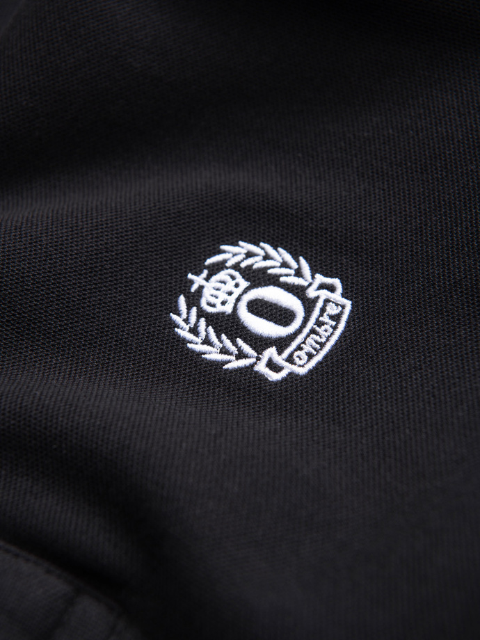 Tricou polo pentru bărbați cu accente colorate - negru V3 OM-POSS-0105