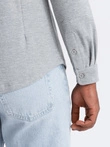 Pánska pletená košeľa SLIM FIT s dlhým rukávom - sivá V5 OM-SHCS-0177