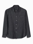 Men's denim shirt with embroidered pocket - black V2 OM-SHDS-0181