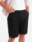 Classic men's chino shorts with rolled up leg - black V9 OM-SRCS-0197