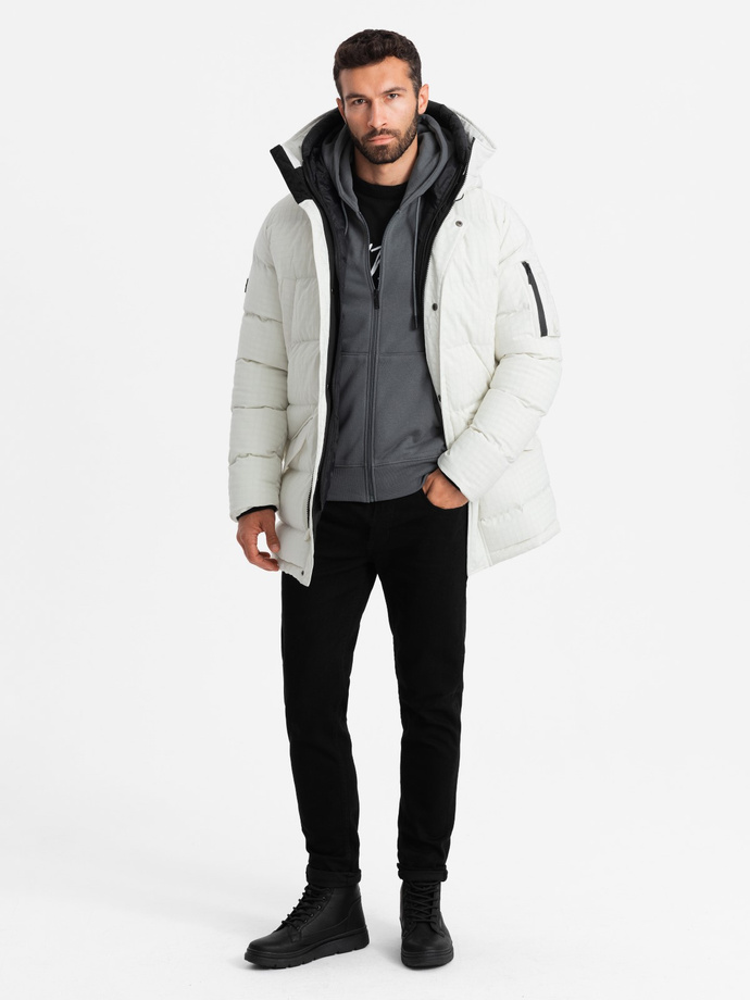 Outdoor long men's parka jacket - white V1 OM-JALJ-0201