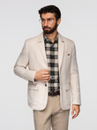 Blazer bărbătesc cu croială REGULAR cu in - crem V1 OM-BLZB-0128