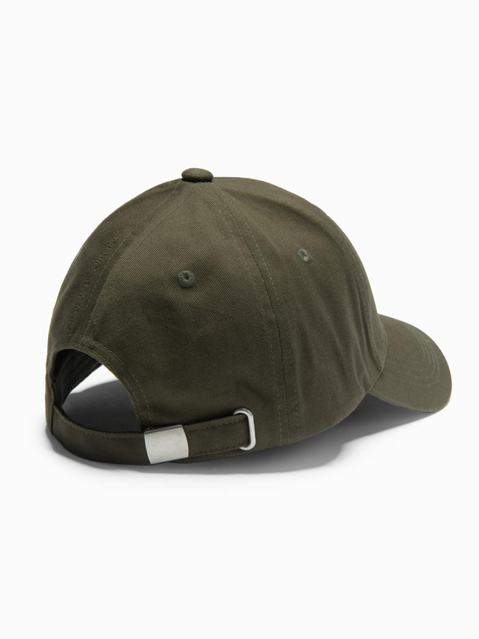 Men's baseball cap with visor and decorative embroidery - khaki V2 OM-ACCS-0102