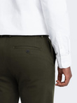 Men's SLIM FIT chino pants with fine texture - dark olive green V4 OM-PACP-0190