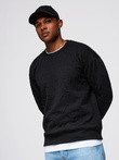 Men's RELAXED FIT sweatshirt with embossed letters - black V1 OM-SSNZ-0164