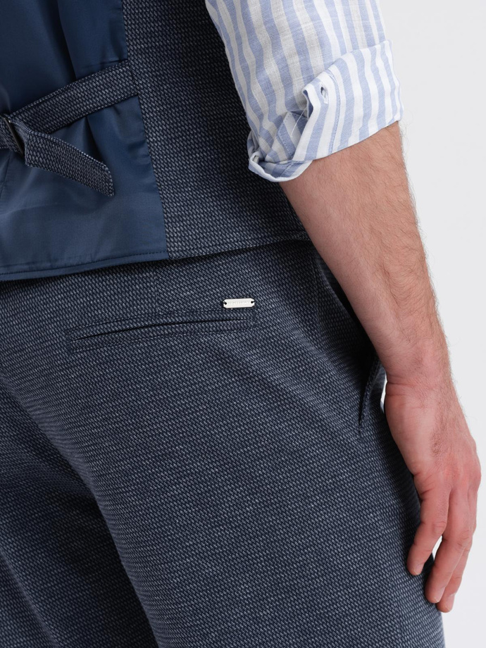 Pánský elegantní komplet vesta + šortky - tmavě modrý V1 Z112