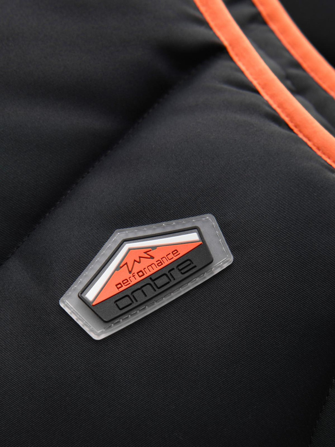 Pánska prešívaná bunda bez rukávov s neónovými prvkami - čierna V4 OM-JAVJ-0210