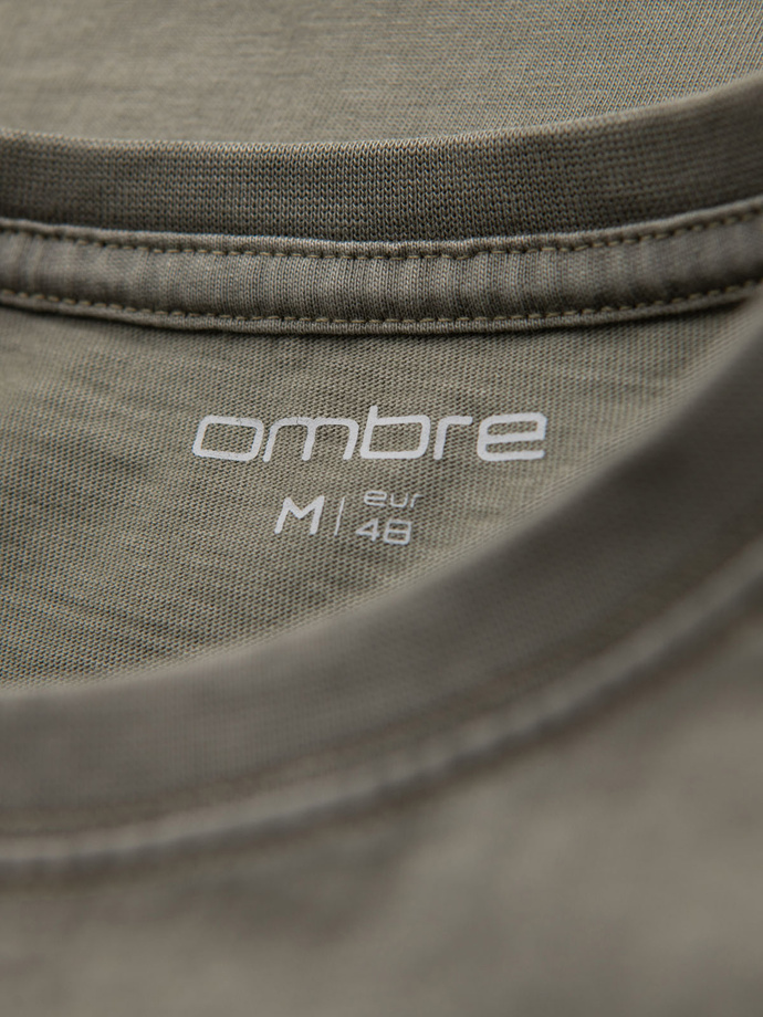 Men's military-style printed cotton T-shirt - light olive V2 OM-TSWT-0202